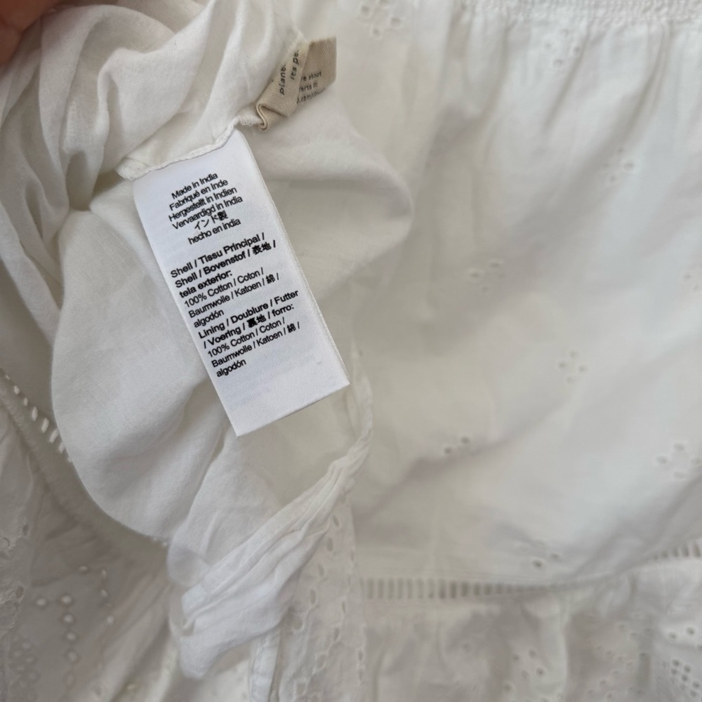 Madewell Eyelet White Embroidered Smock-Waist Ruffle Mini Skirt Size Small - Picture 5 of 8